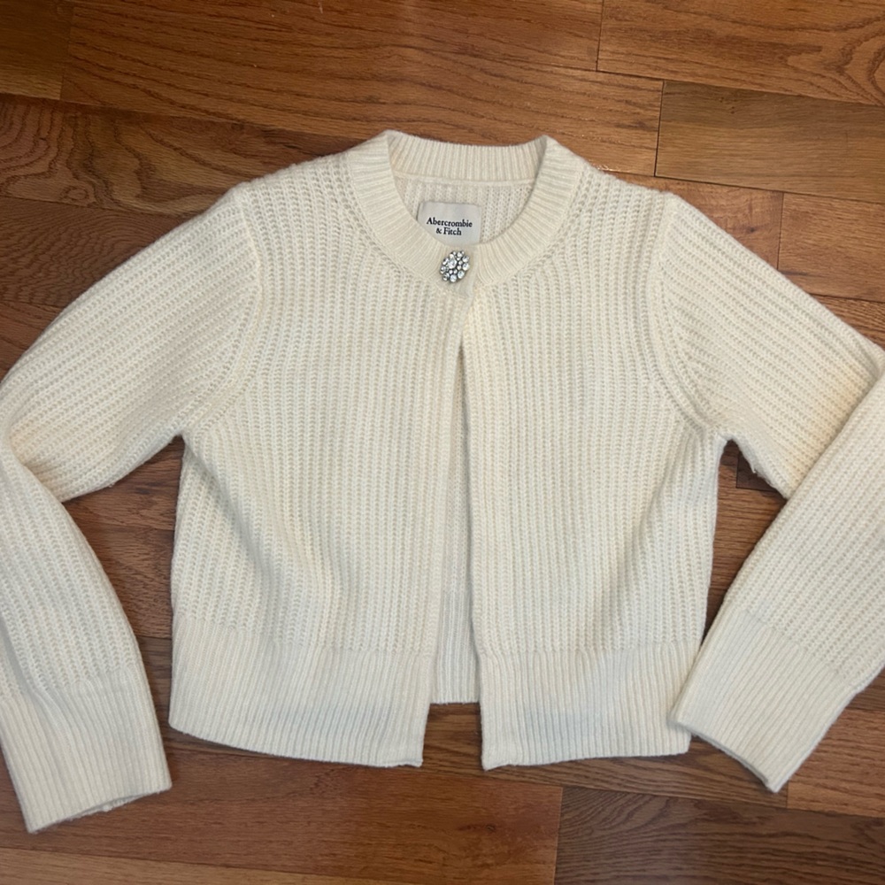 Abercrombie & Fitch Ivory Cardigan with Jewel Accent XXS NWOT